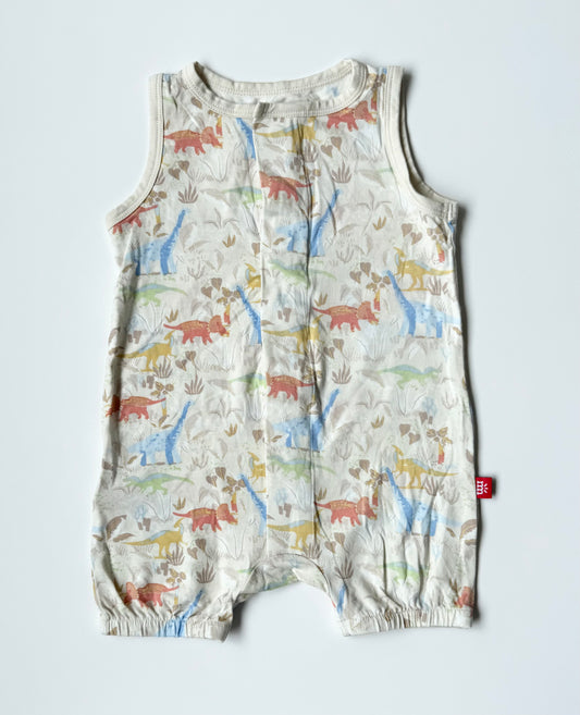 Magnetic Me Tan Dinosaurs Tank Romper (3-6 Months)