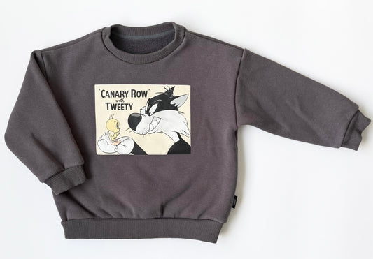Chenchenma x Looney Tunes Dark Grey Sylvester & Tweedy “Canary Row” Sweater (3-4T)