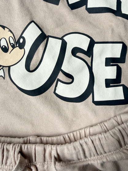 H&M x Disney Beige Mickey Mouse T-Shirt & Matching Shorts Set (3-4 Years)