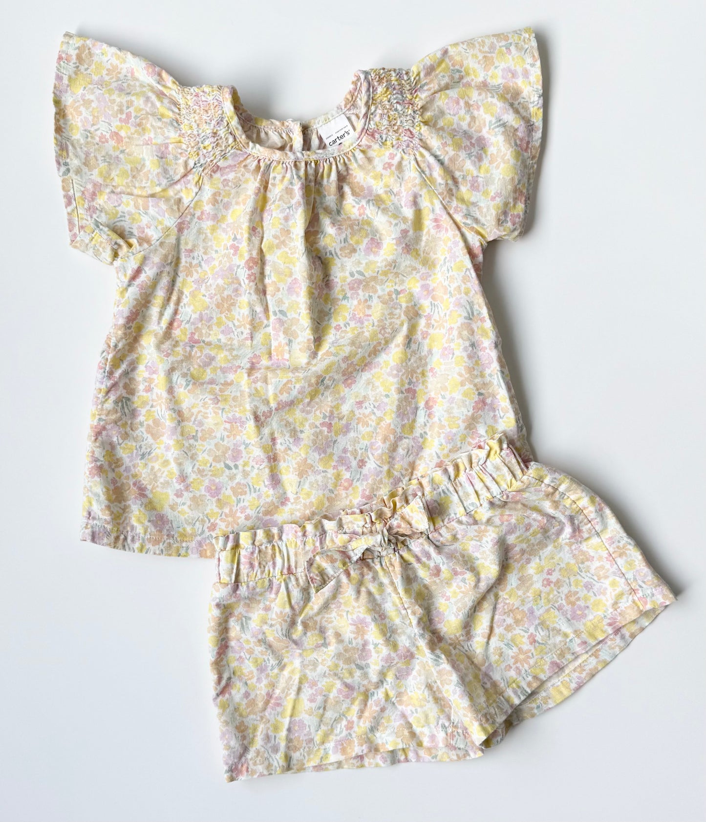 Carters Yellow Spring Floral Short Sleeve & Shorts Set (2T)