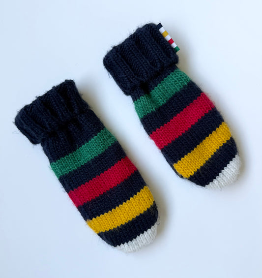Hudson’s Bay Company Navy Striped Knit Mittens (5-7 Years)