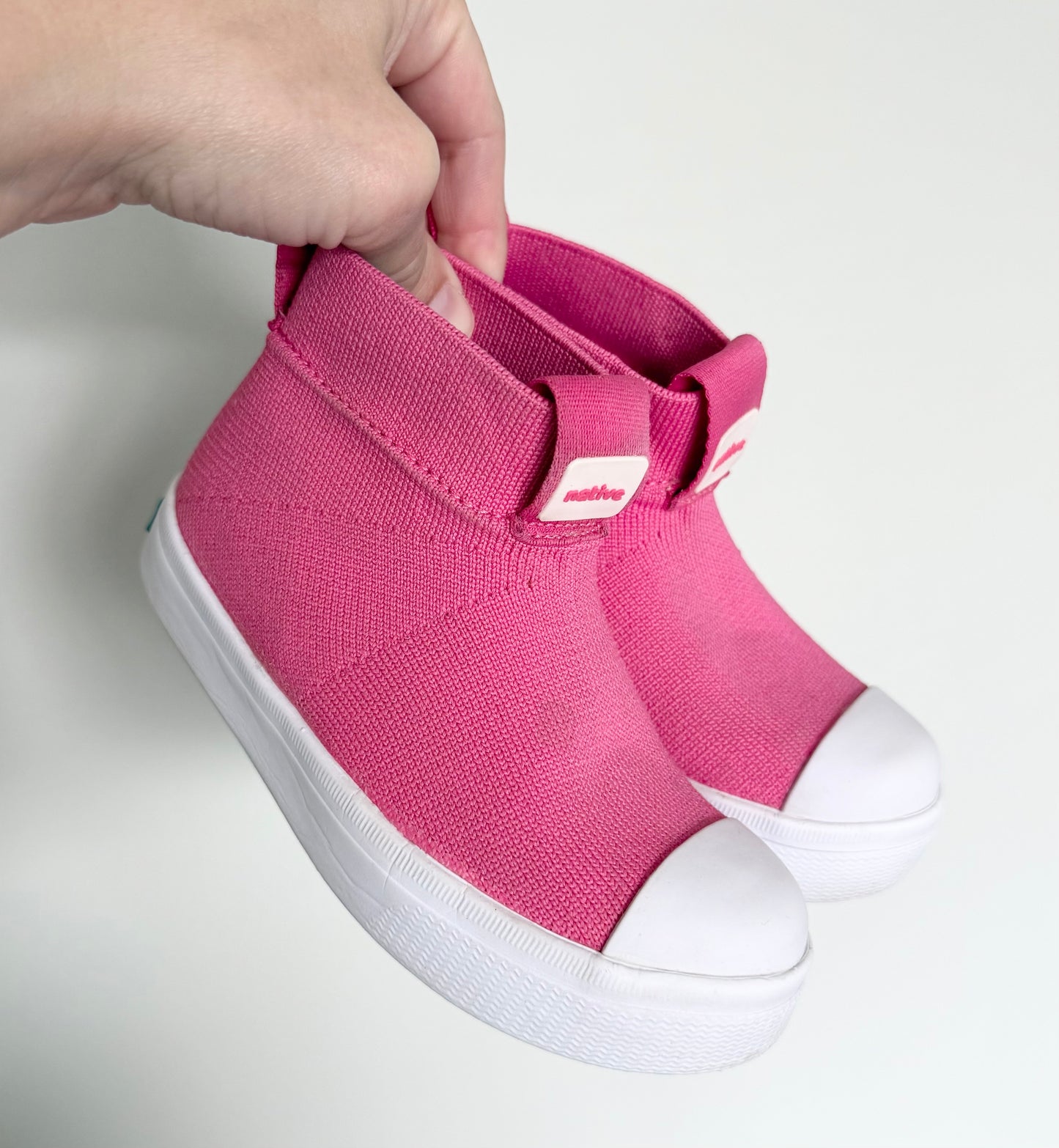 Native Jefferson Hydroknit Pink High Top Stretch Slip On Sneakers (10)