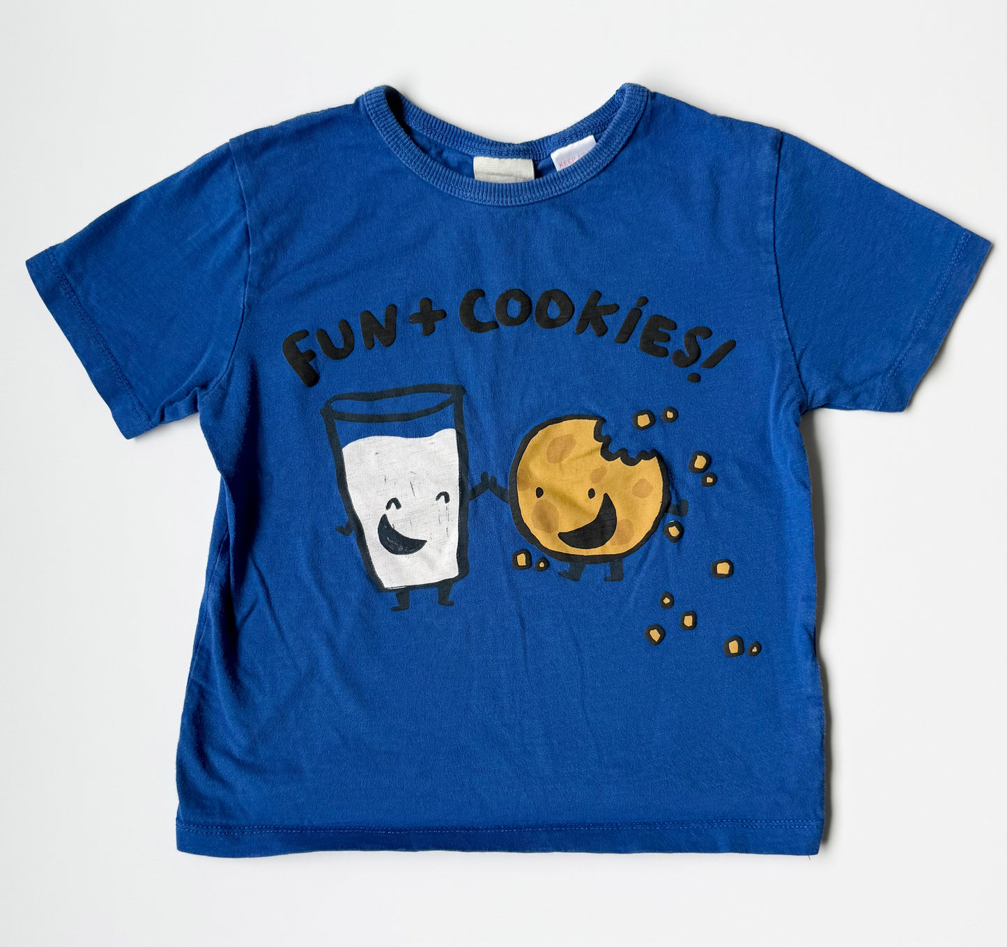 Zara Blue Cookies & Milk “Fun + Cookies!” T-Shirt (2-3 Years)