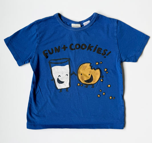 Zara Blue Cookies & Milk “Fun + Cookies!” T-Shirt (2-3 Years)