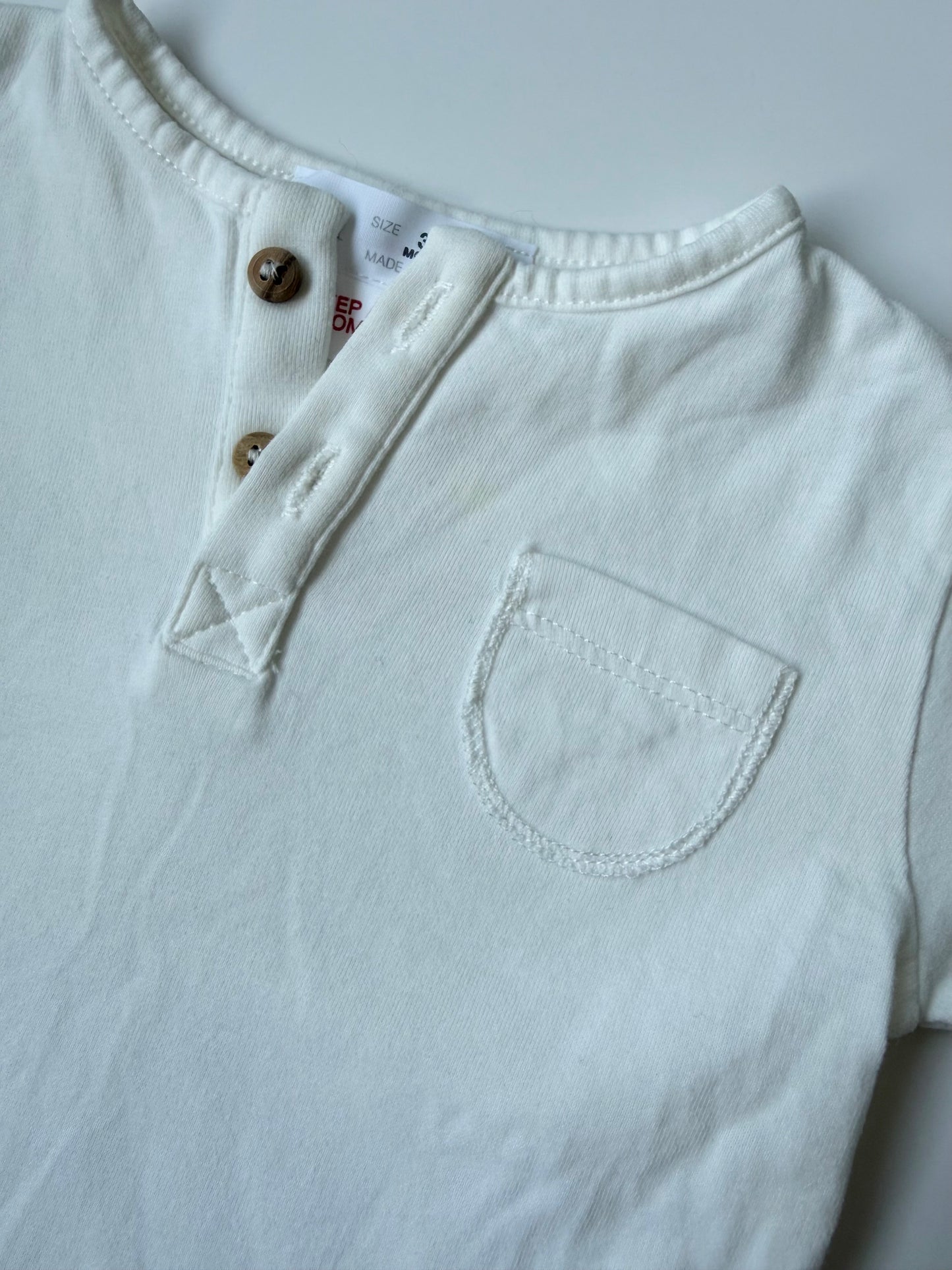 Zara White Two Button T-Shirt (3-6 Months)
