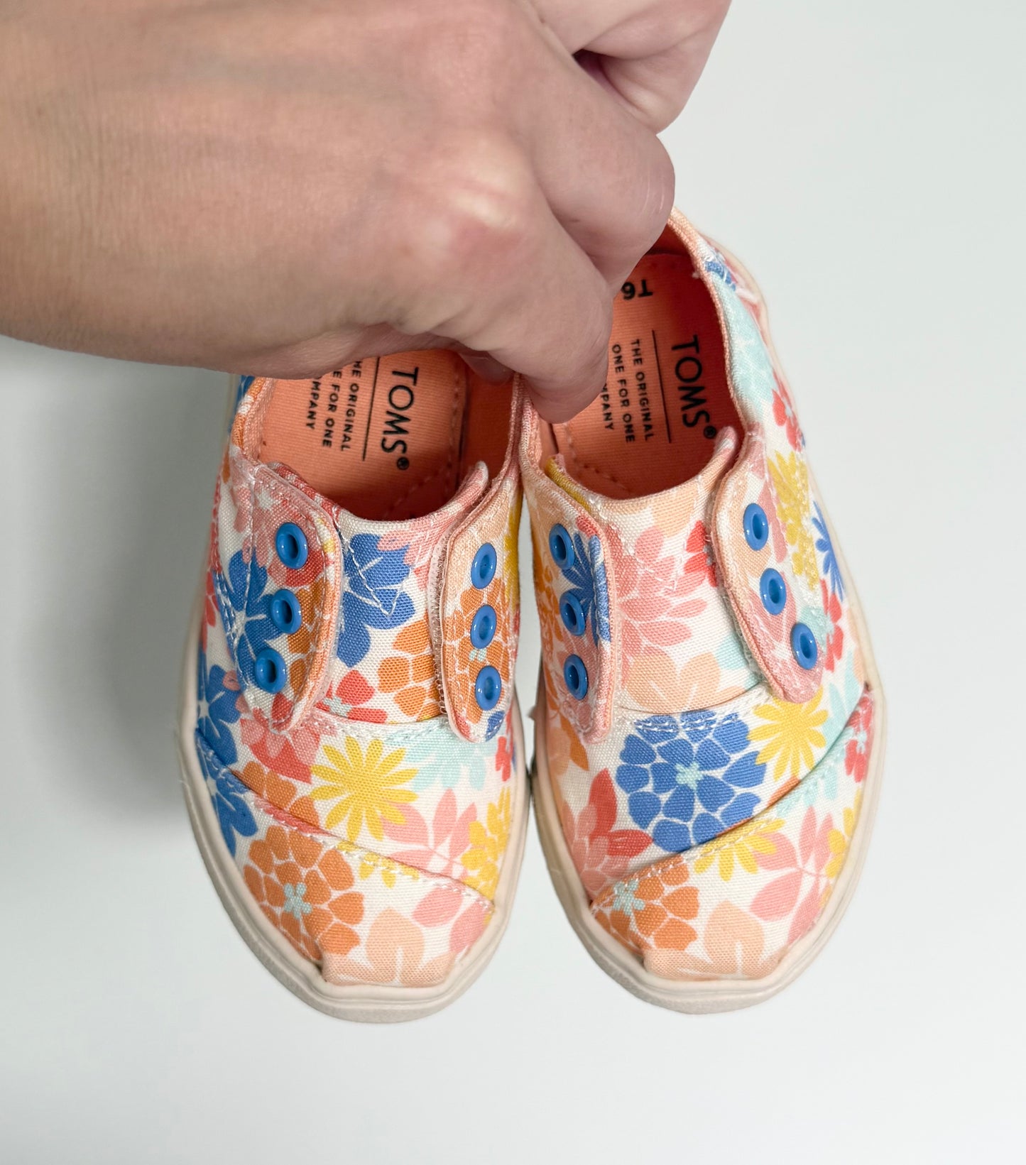 Toms Orange Tropical Floral Velcro Sneakers - New (6)