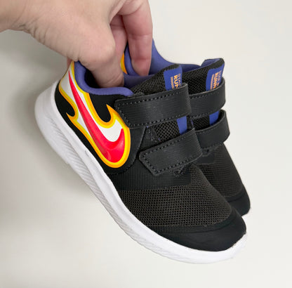 Nike Star Runner 2 Black & Purple Fire Velcro Sneakers (9C)