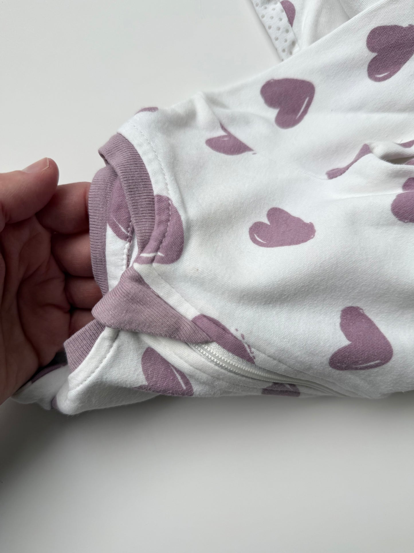 ZippyJamz White & Purple Hearts Sleeper (6-9 Months)