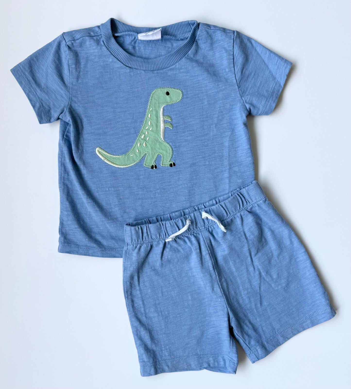 Petit Lem Mini Threads Blue Dinosaur T-Shirt & Matching Shorts Set (12 Months)