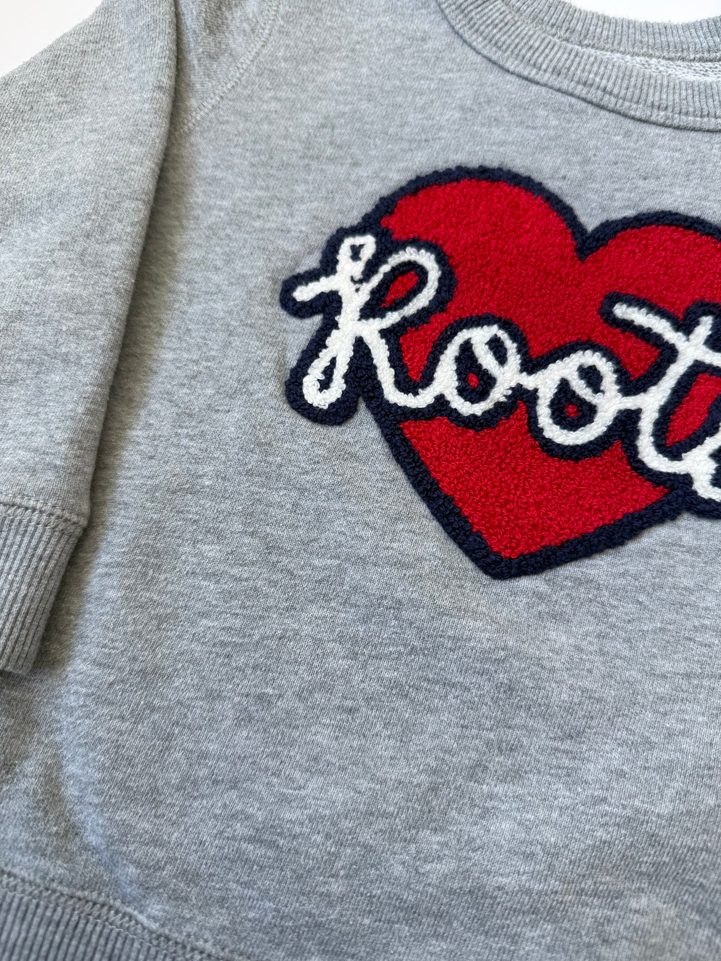 Roots Kids Grey & Fuzzy Heart Pullover Sweater (3T)