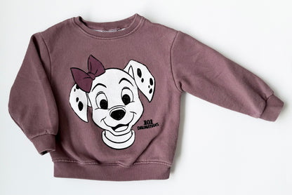 Zara x Disney 101 Dalmatians Dark Purple Puppy Crewneck Sweater (18-24 Months)