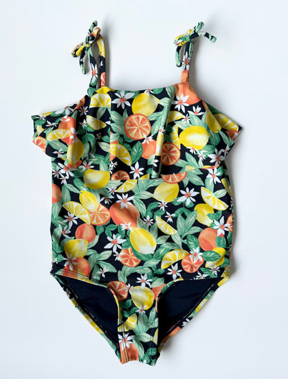 Old Navy Dark Oranges & Lemons One Piece Swimsuit (5T)