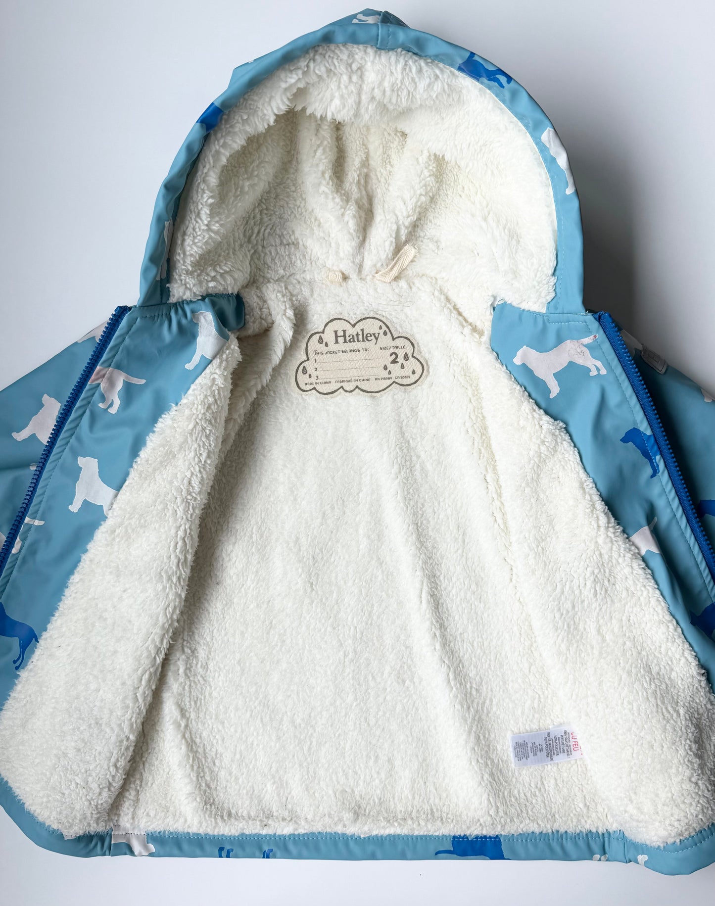Hatley Blue Dogs Fur Interior Rain Jacket (2T)