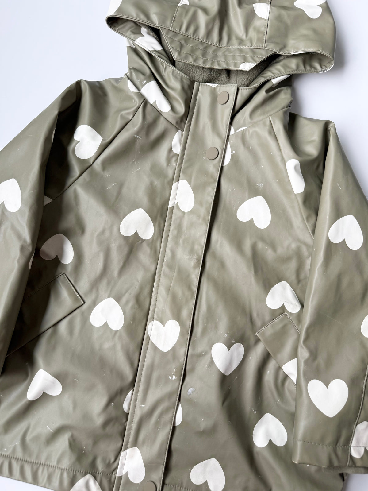 Zara Green Hearts Fleece Lined Rain Jacket (3-4 Years)