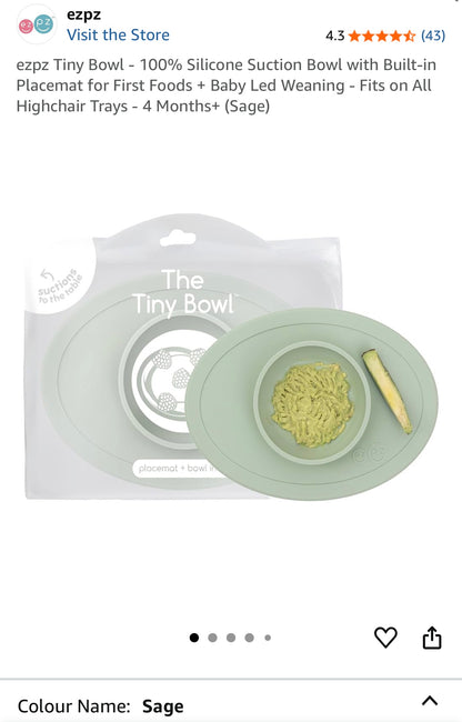 EzPz The Tiny Bowl Suction Mat in Sage