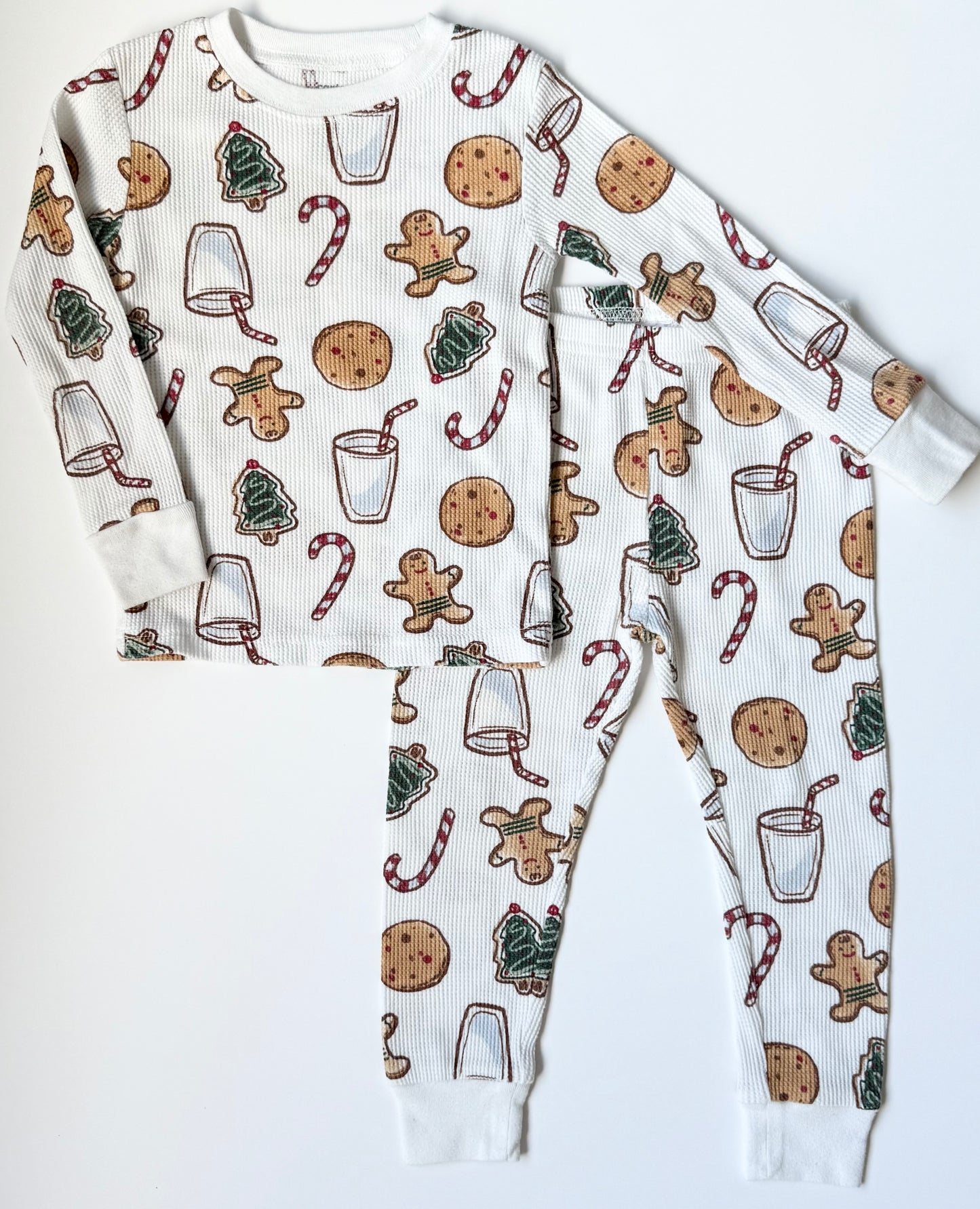 Carters White Waffled Christmas Treats Two Piece PJ Set (2T)