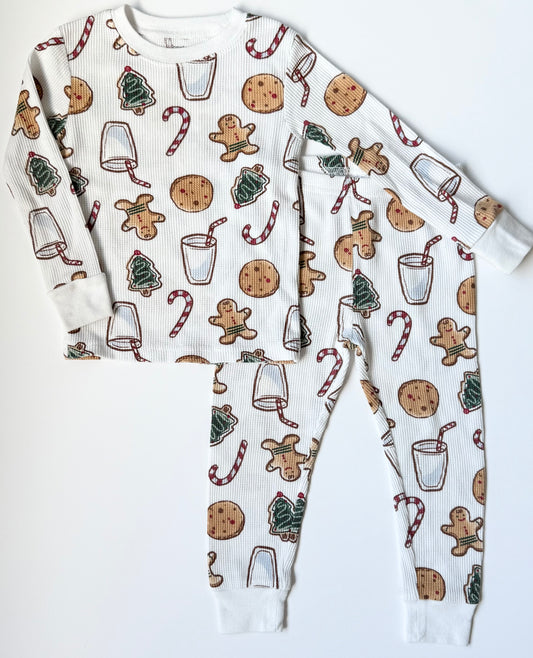 Carters White Waffled Christmas Treats Two Piece PJ Set (2T)