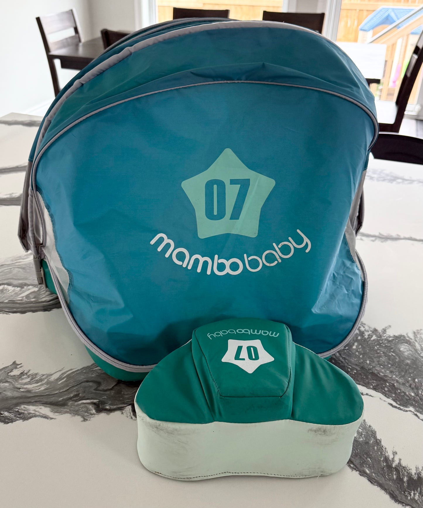 Mambobaby Baby Non-Inflatable Swim Float With Canopy in Airplane Green