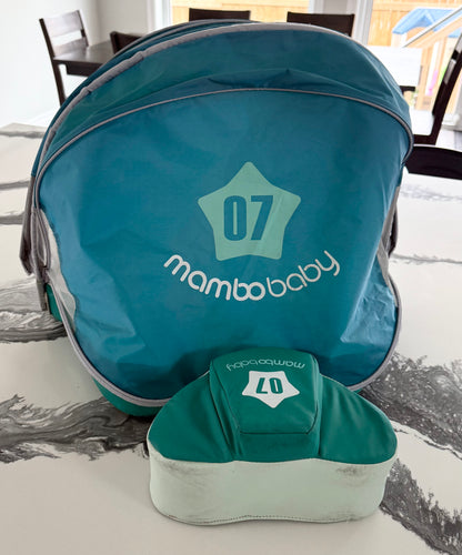 Mambobaby Baby Non-Inflatable Swim Float With Canopy in Airplane Green