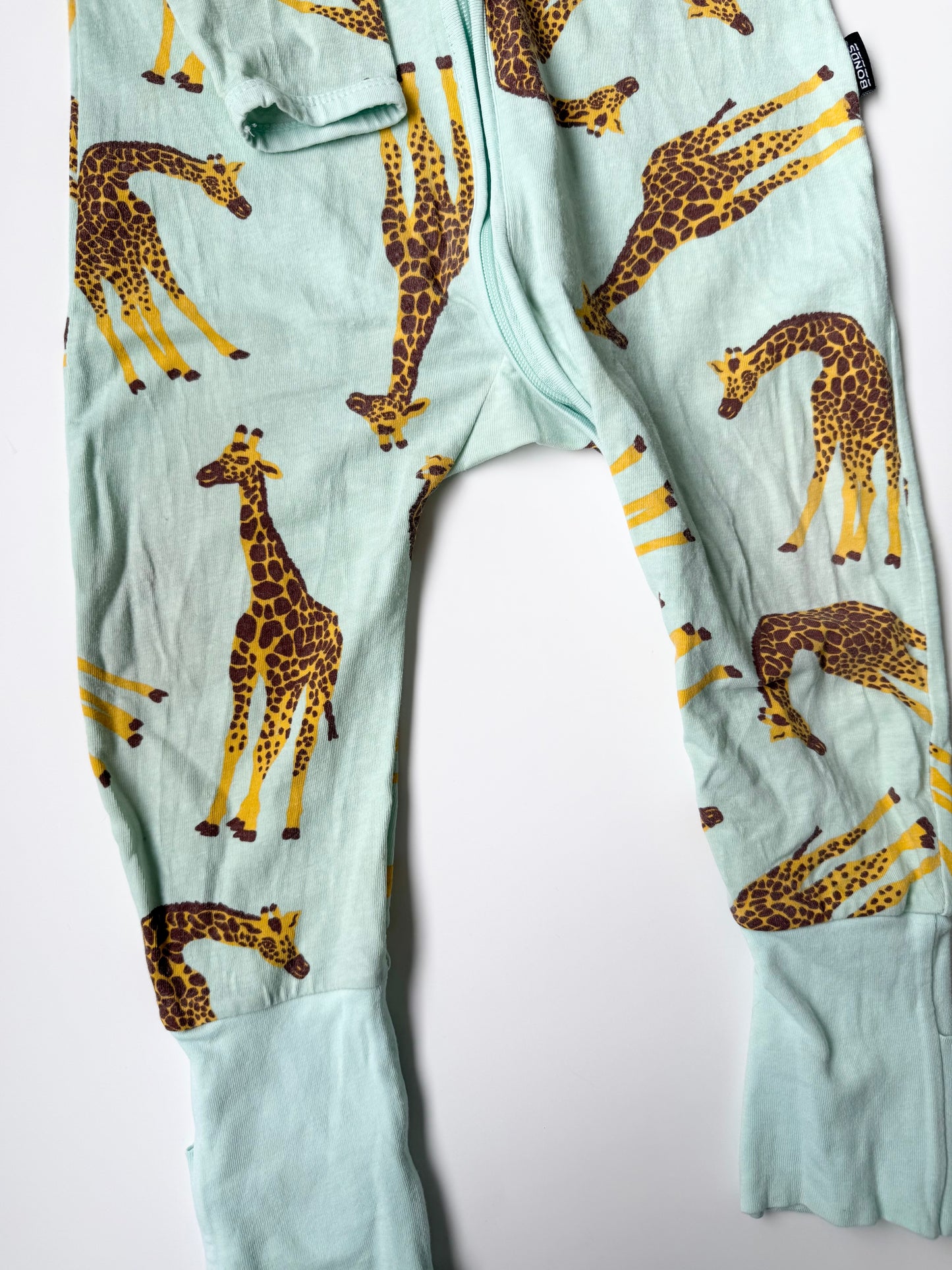 Bonds Wondersuit Light Blue Giraffes Sleeper Romper (12-18 Months)
