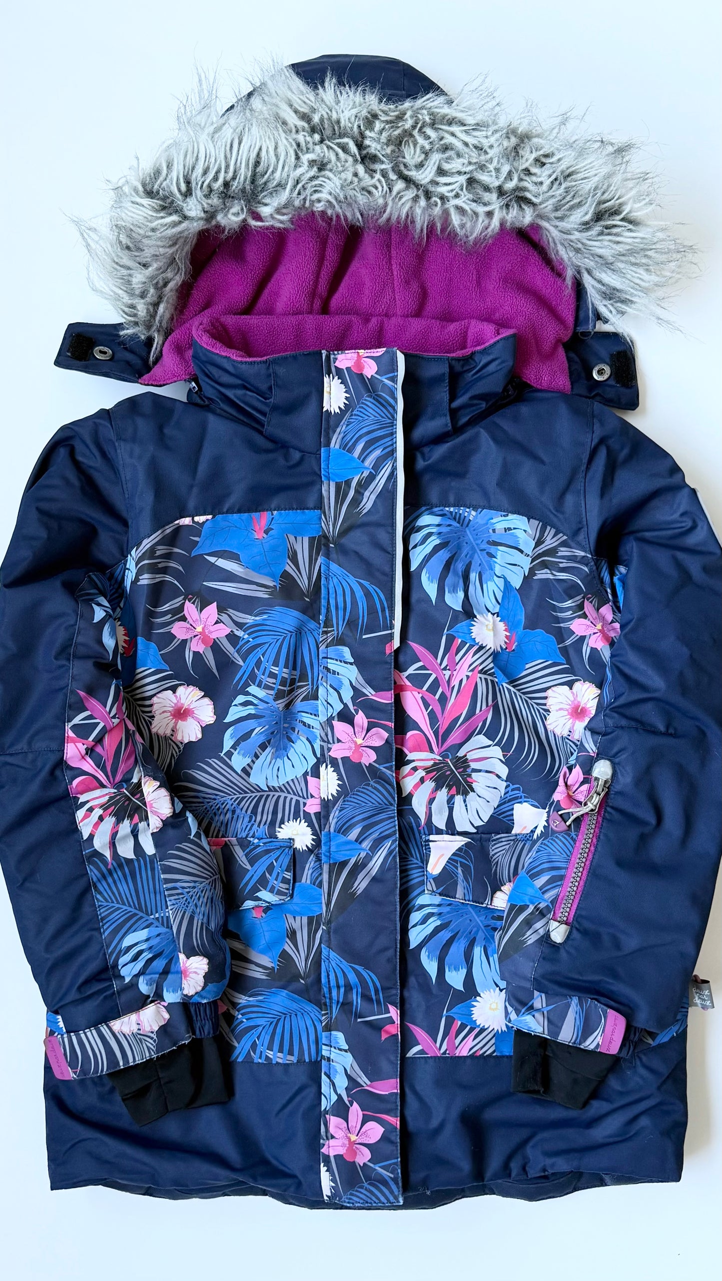 Deux Par Deux Navy Floral Winter Jacket (8 Years)
