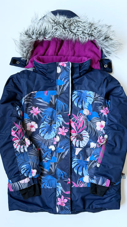 Deux Par Deux Navy Floral Winter Jacket (8 Years)