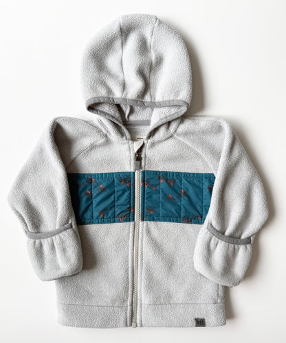 MEC Grey & Turquoise Mountains Hooded Fleece Zip Up (12 Months)