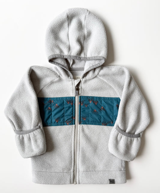 MEC Grey & Turquoise Mountains Hooded Fleece Zip Up (12 Months)