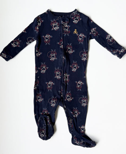 Baby Gap Navy Santa Outlines Sleeper (6-12 Months)