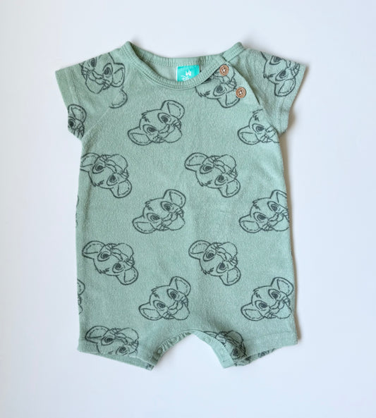 Disney Baby The Lion King Simba Green Terry Romper (3-6 Months)