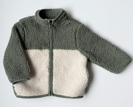 The Children’s Place Green & White Sherpa Zip Up (6-9 Months)