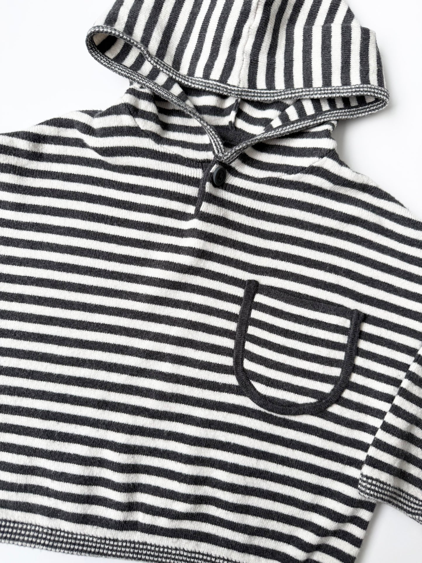 Zara Black & White Fuzzy Striped Hoodie (9-12 Months)