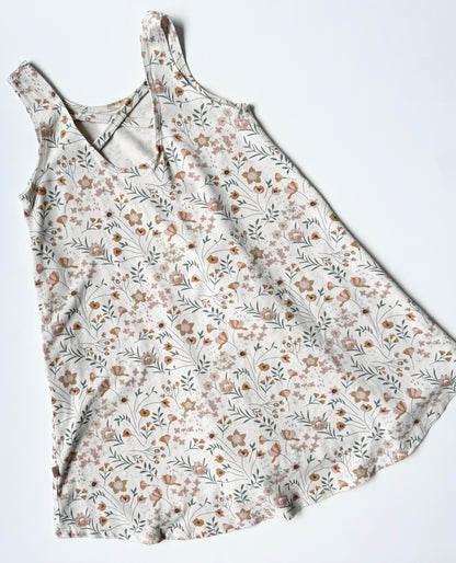 Jax & Lennon Light Beige Floral Crossback Tank Dress (3/4 Years)