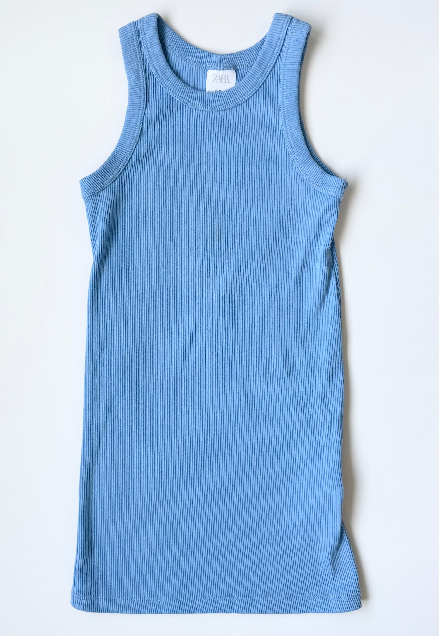 Zara Light Blue Fitted Ribbed Tank Dress (8-9 Years)