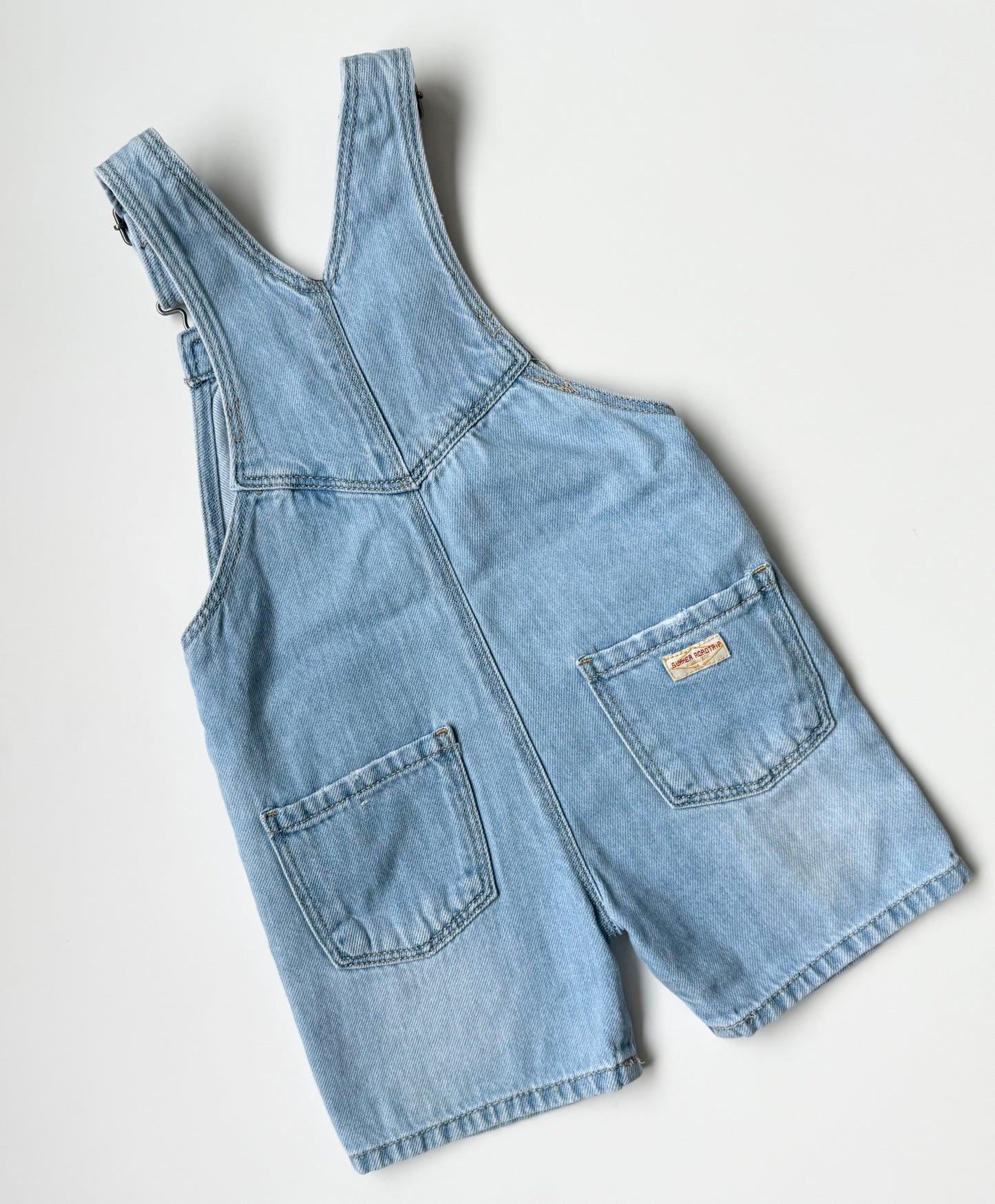 Zara Light Wash Shorty Jean Overalls (18-24 Months)