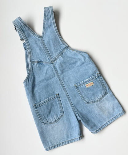 Zara Light Wash Shorty Jean Overalls (18-24 Months)