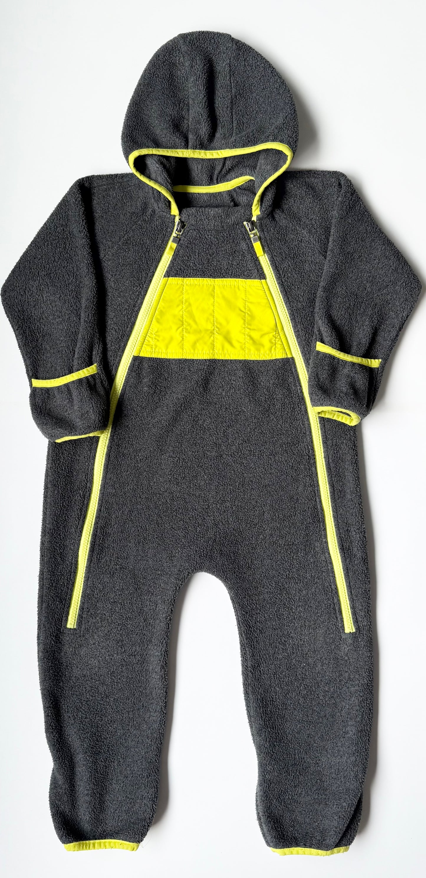 MEC Grey & Neon Yellow Fleece Bunting Suit (24 Months)