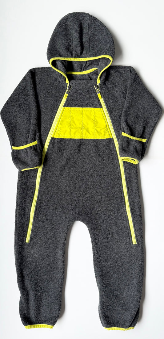 MEC Grey & Neon Yellow Fleece Bunting Suit (24 Months)