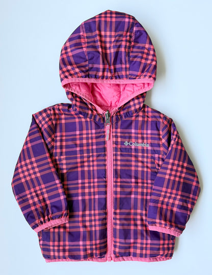 Columbia Pink & Purple Plaid Reversible Heavier Fall Jacket (12-18 Months)