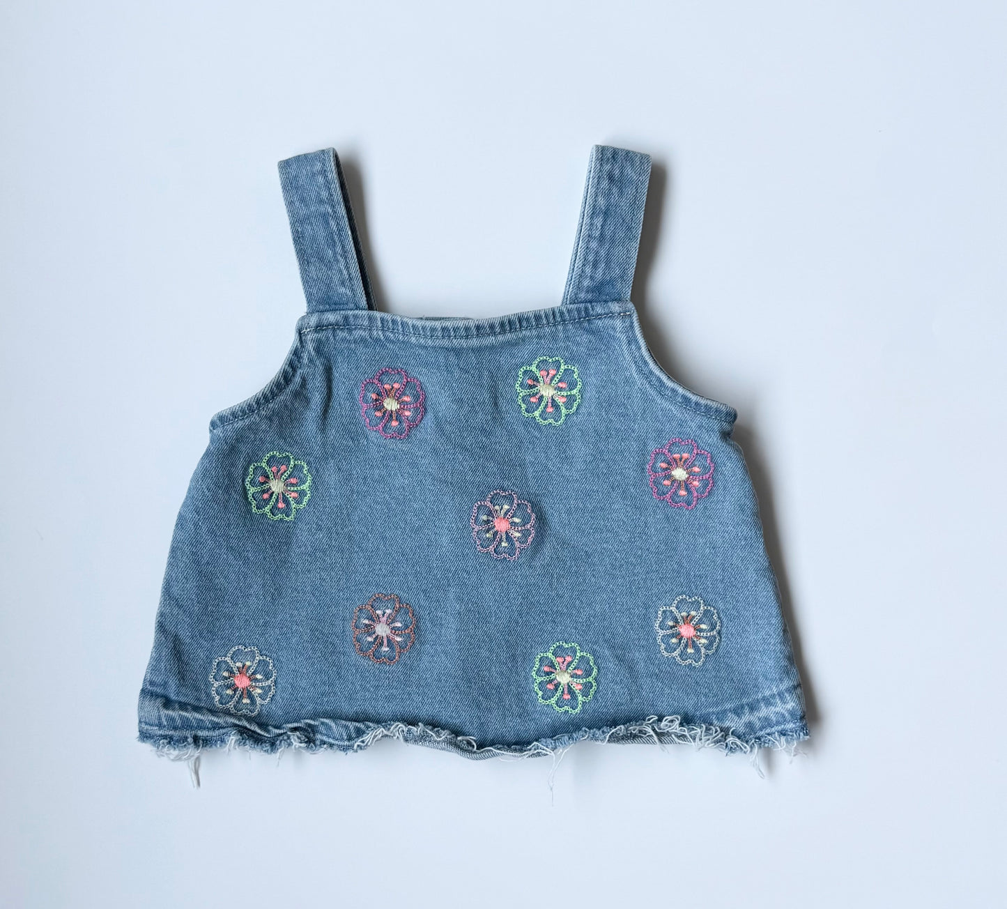 Baby Gap Jean & Neon Embroidered Flowers Cropped Tank Top (3 Years)