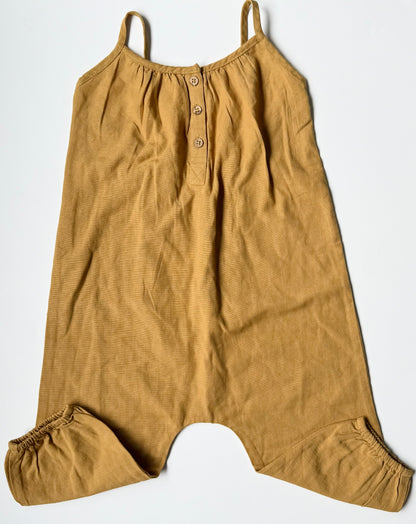 Ruffets & Co Mustard Linen Halter Jumpsuit (12-18 Months)