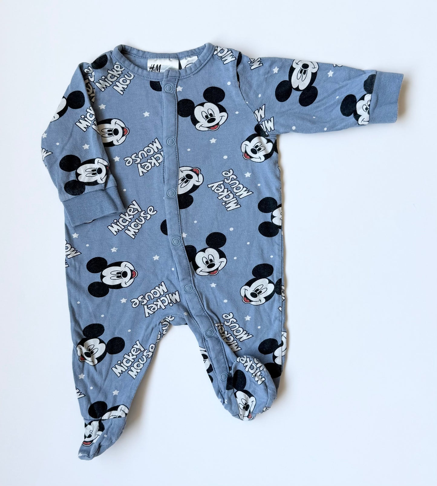 H&M Disney Blue Mickey Mouse Snap Sleeper (1-2 Months)
