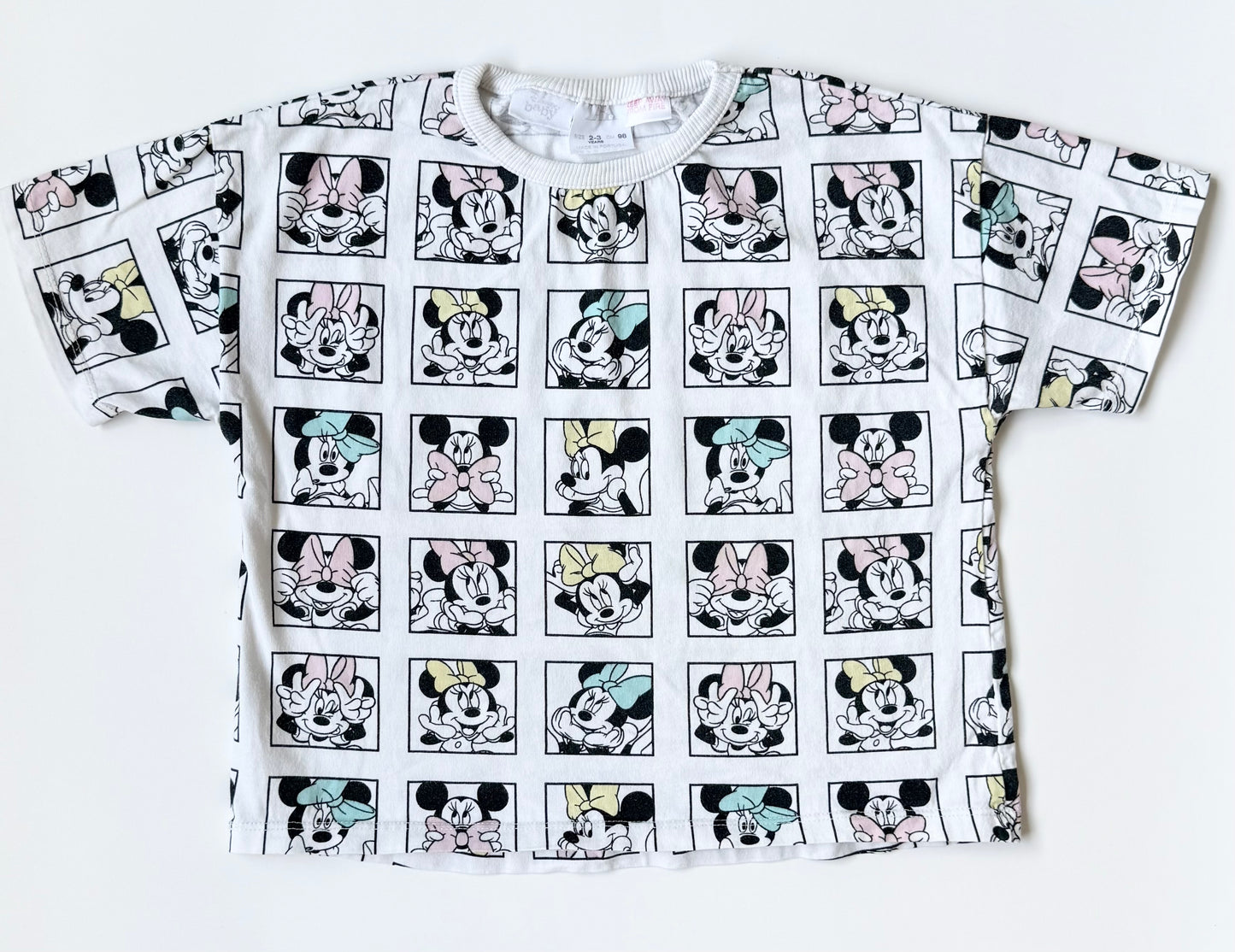 Zara x Disney White Minnie AOP T-Shirt (2-3 Years)