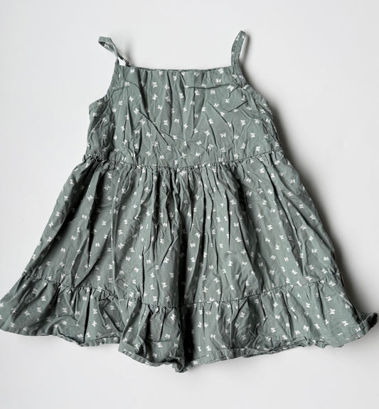Rise Little Earthlings Green Butterflies Tiered Tank Dress (18-24 Months)