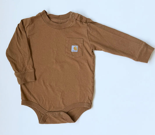 Carhartt Brown Long Sleeve Pocket Bodysuit (12 Months)