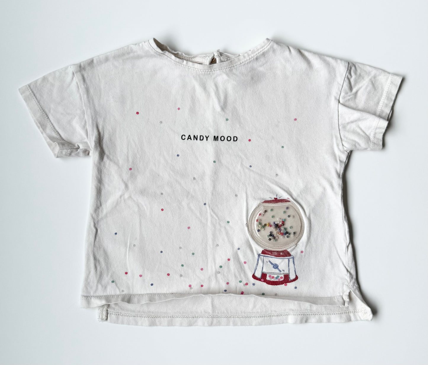 Zara White Confetti “Candy Mood” 3D Gum- Ball Machine T-Shirt (2/3 Years)