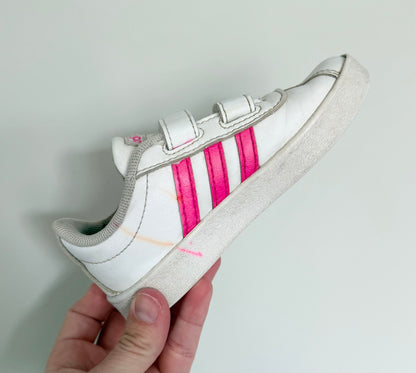 Adidas VL Court 2.0 White & Pink Stripe Velcro Sneakers (8)