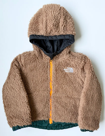 The North Face Mount Chimbo Black/Blue/Green Reversible Brown Furry Hooded Jacket (2T)