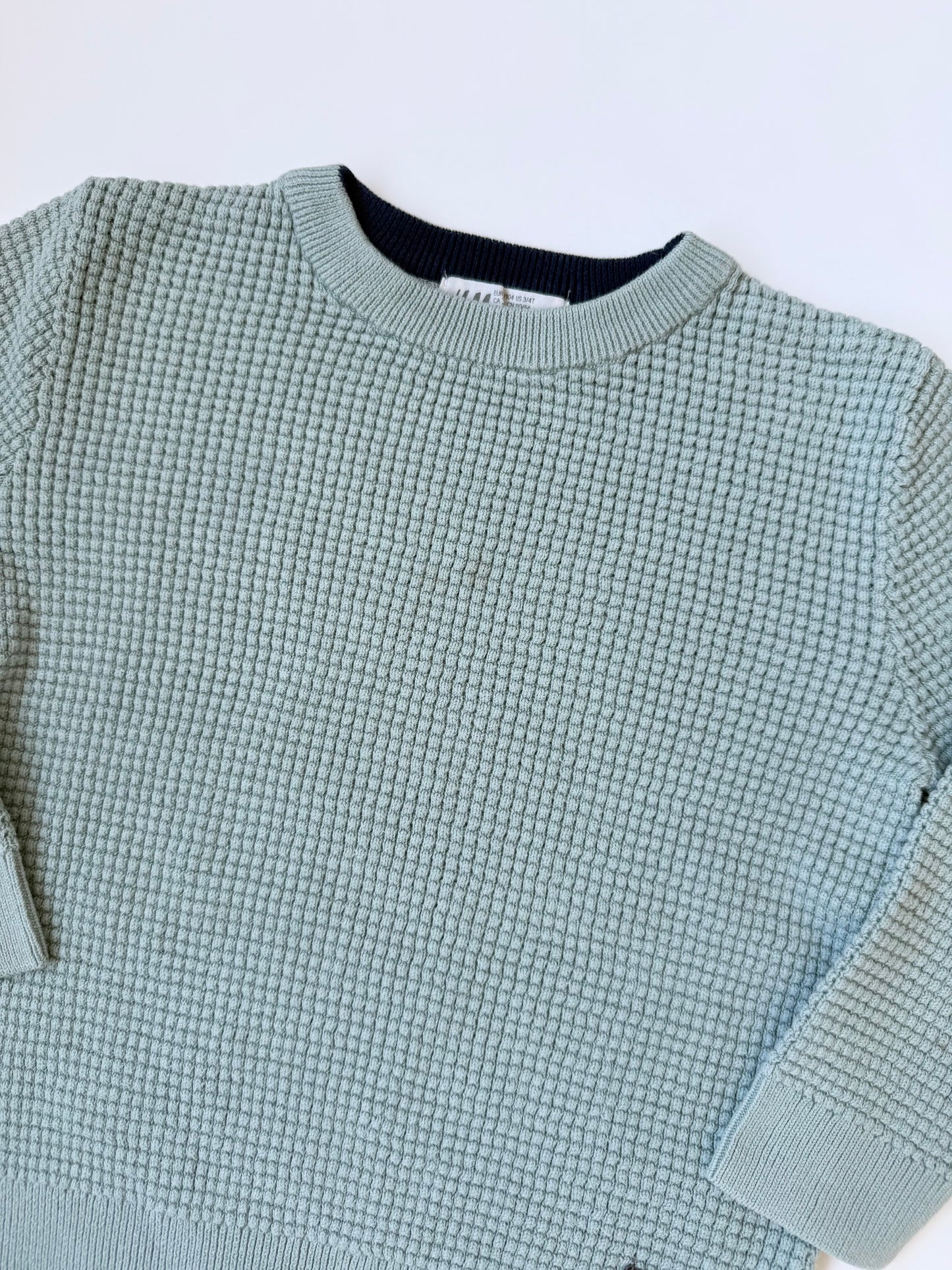 H&M Light Green Textured Sweater (2-4 Years)