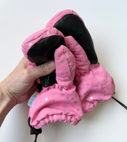 Jan & Jul Pink Stars Fleece Lined Toasty Dry Mittens - Small (2-4 Years)